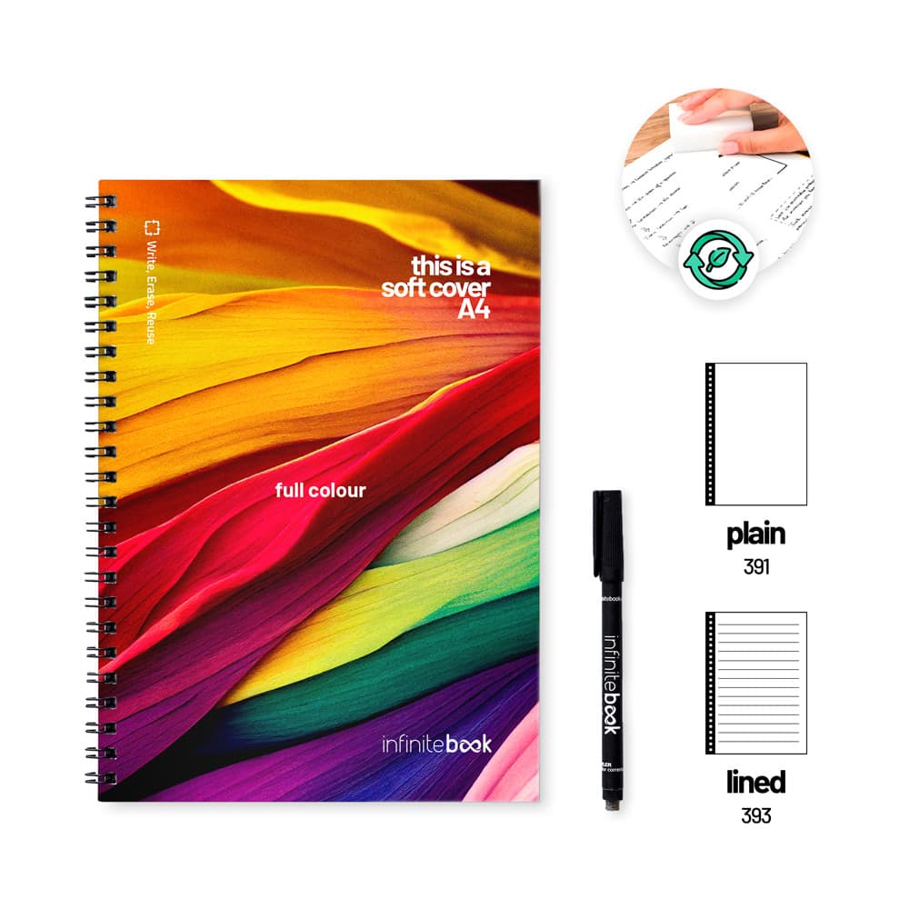 FLEXIBLE A4 INFINITEBOOK FULL COLOUR minnisbók með sveigjanlegri kápu og merkingu í fullum lit