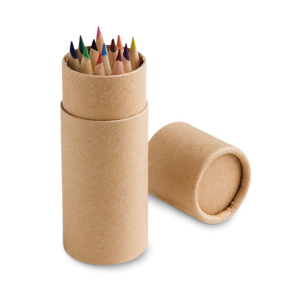 CYLINDER sívöl askja með 12 trélitum, náttúruhvítt (160)