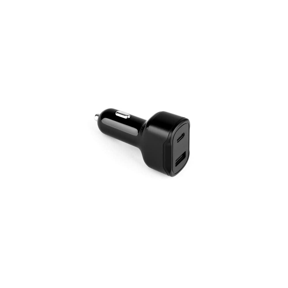 DIRAC bílhleðslutæki úr endurunnu ABS með USB-A 18 W og USB-C 20 W, svart (103)